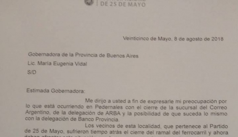 Ralinqueo envió una carta a Vidal en reclamo por el cierre de oficinas públicas en Pedernales