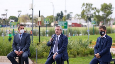 Alberto Fernández, Massa y Kicillof se mostraron juntos en un acto en Guernica