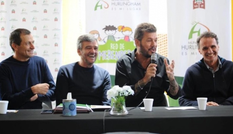 Zabaleta, Katopodis y Bucca junto a Tinelli en su primera actividad de "Argentina contra el hambre"