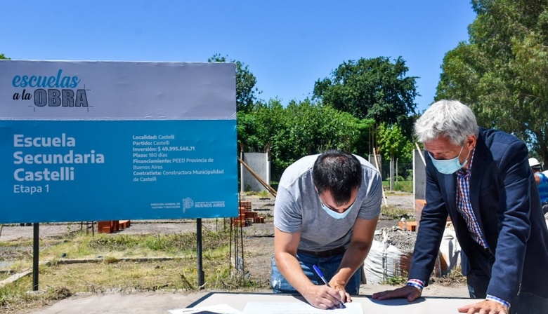 Castelli: Se puso en marcha la obra para construir una nueva escuela secundaria