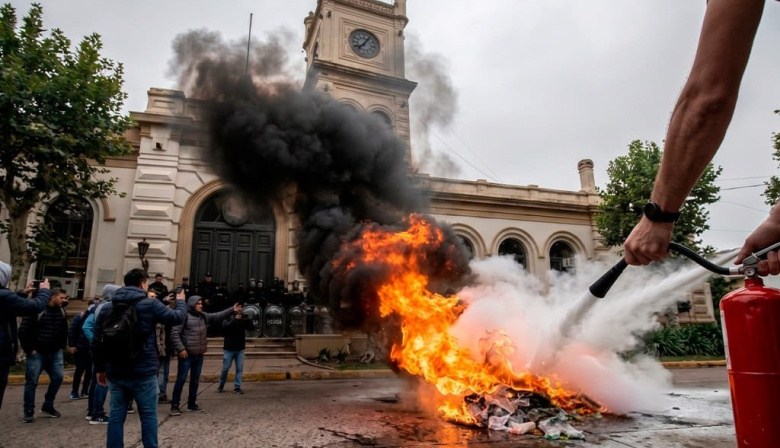 San Pedro al rojo vivo: protesta, gomas quemadas y cruce con concejales por descuentos de hasta $300 mil a municipales