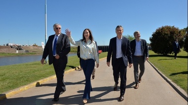 María Eugenia Vidal acompañó a Mauricio Macri en la inauguración de la cuarta etapa de las obras del río Salado