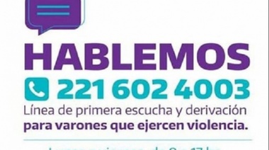 Se habilitó la línea telefónica “Hablemos” para hombres que ejercen violencia de género