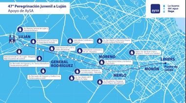 AySA asiste con agua potable a los peregrinos en su tradicional caminata a Luján
