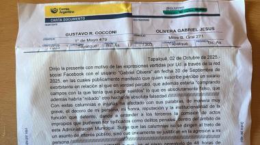 Del Facebook al juzgado: Cocconi intimó a un ex candidato opositor por calumnias e injurias